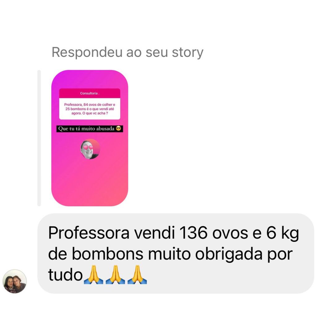 Depoimento: vendi 136 ovos e 6kg de bombons